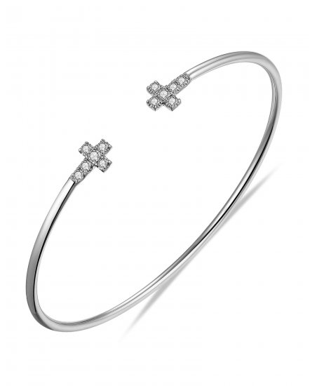CROSS CUFF STYLE DIAMOND BANGLE BRACELET (TB560)